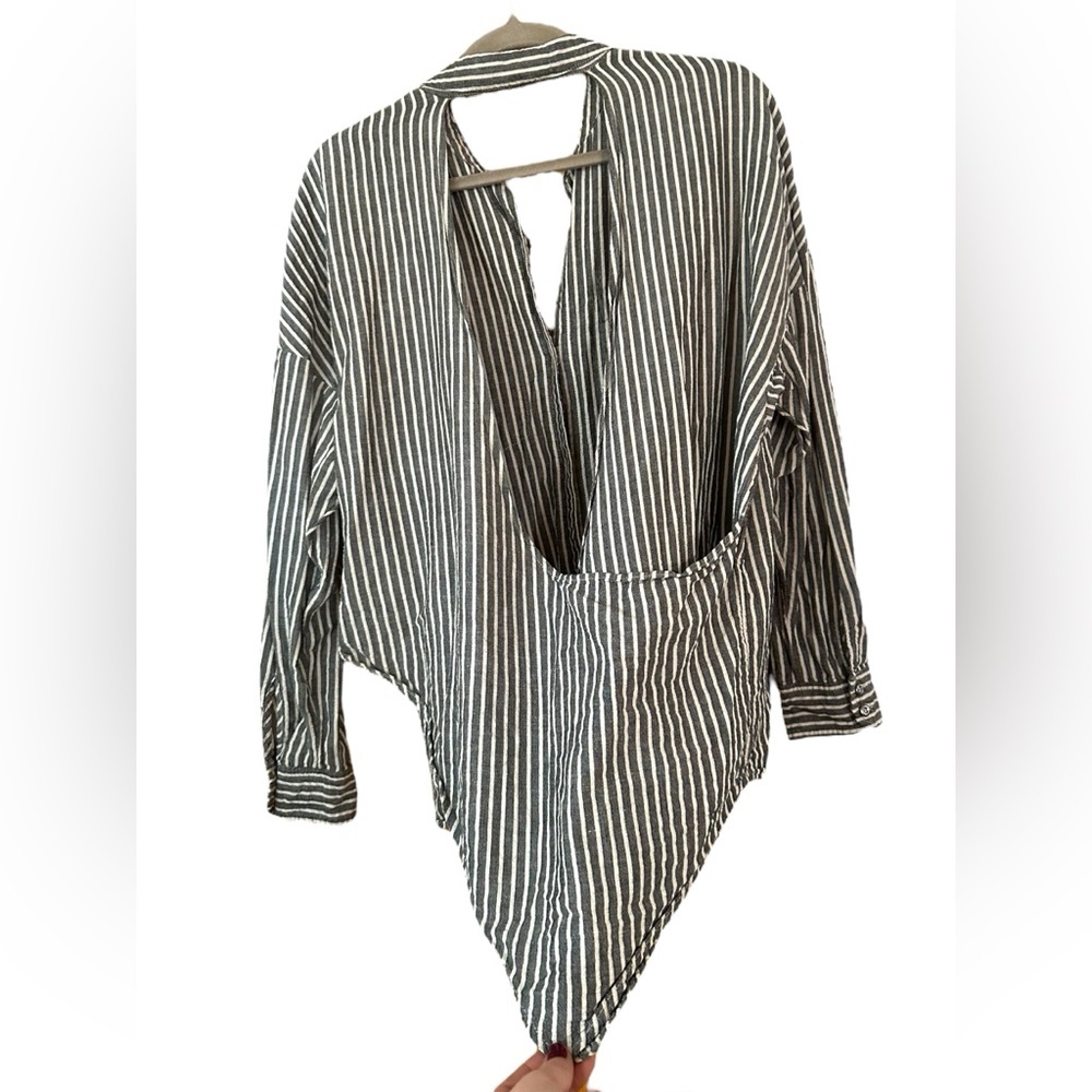 Free People Pinstripe Blouse - Picture 4 of 6